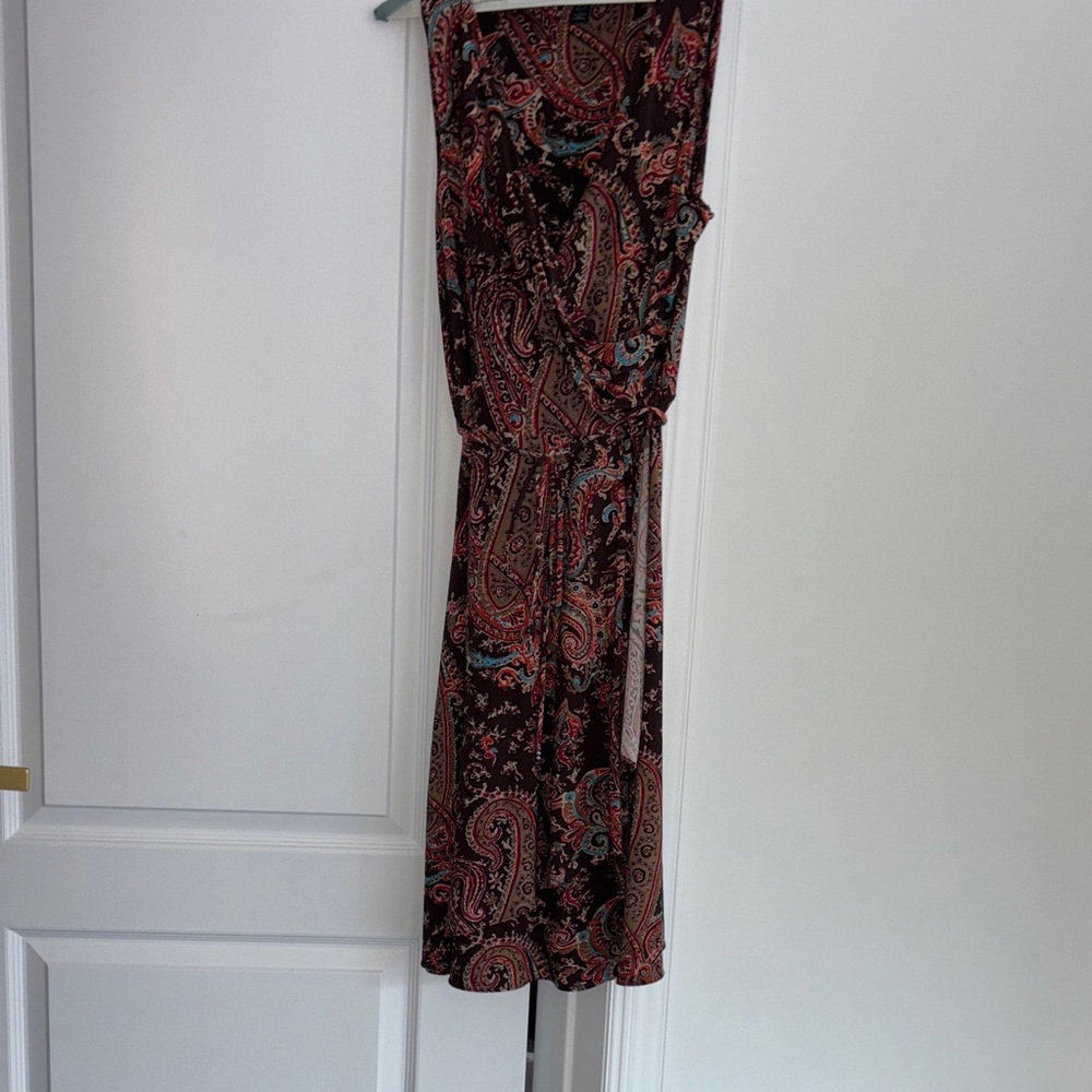 Ralph Lauren Brown and Red Paisley Midi Dress